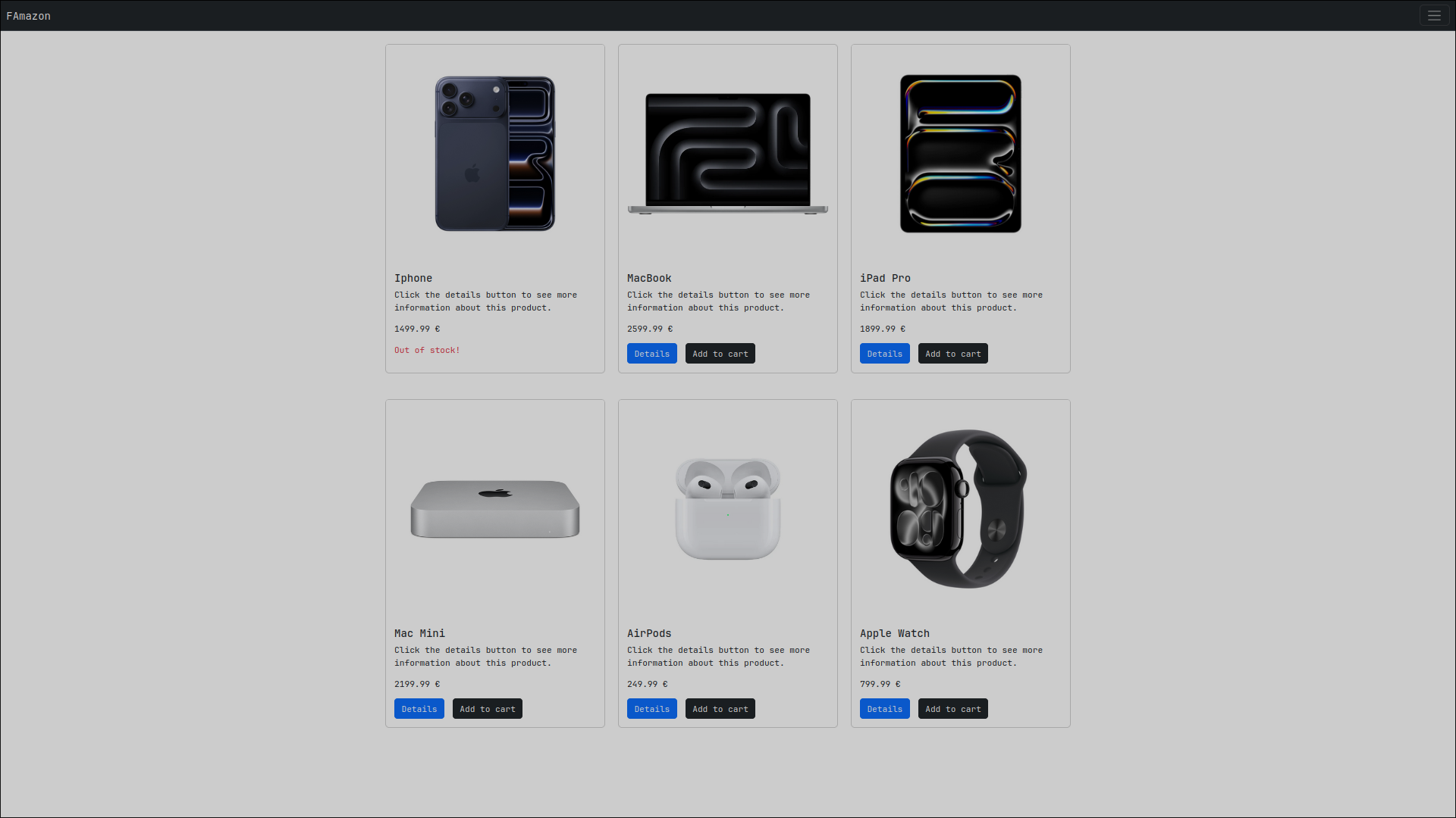 Famazon e-commerce project preview